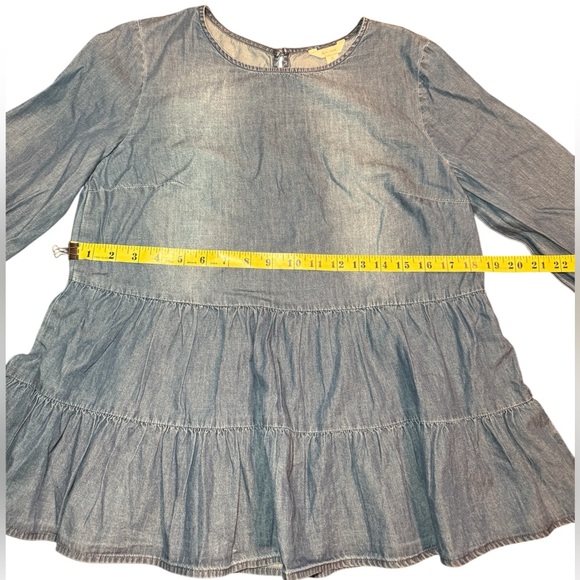 Blue Denim Ruffle Blouse - Picture 4 of 6